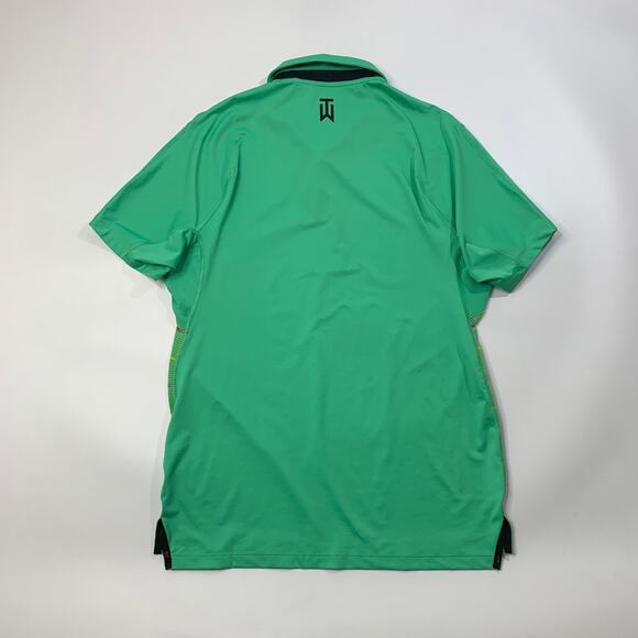 Tiger Woods Shirt Men S Small Sour Apple Green Dri Fit Striped Nike Collection - Picture 6 of 8